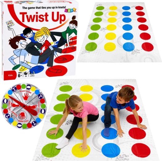 Familie-bevægelsesspillet Twist med måtte og roulette