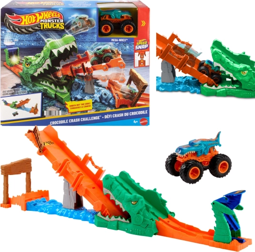 Hot Wheels Monster Trucks krokodille-stuntset med bilen Mega Wrex
