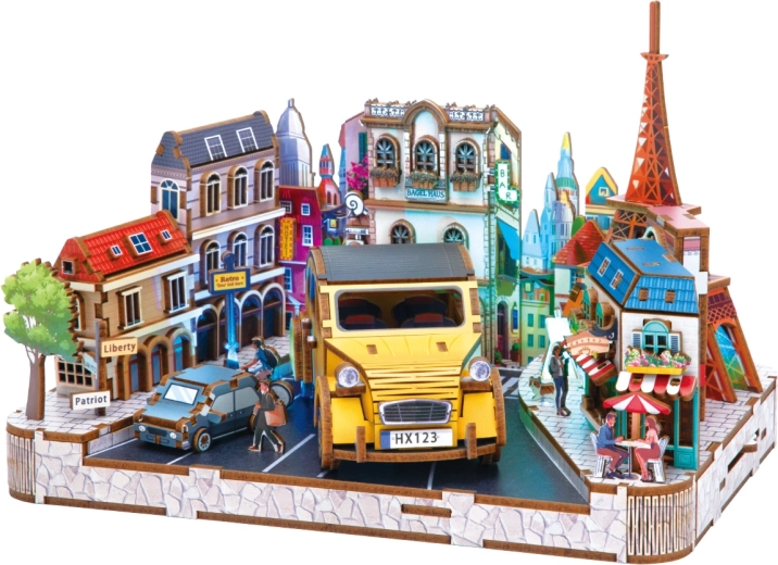 2Kids Toys 3D træpuslesæt miniaturer af en europæisk småby - 1 stk.