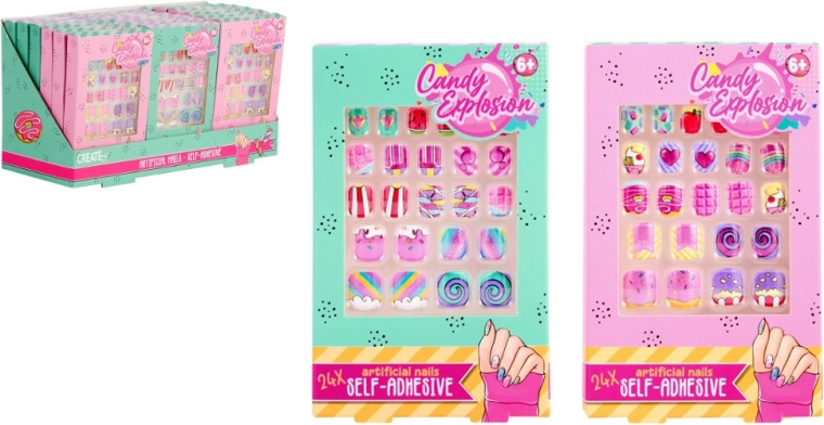 Create It! candy farverige selvklæbende negle