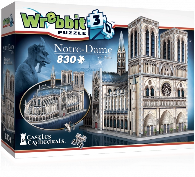 3D-puslespil katedralen Notre‑Dame fra WREBBIT, 830 brikker