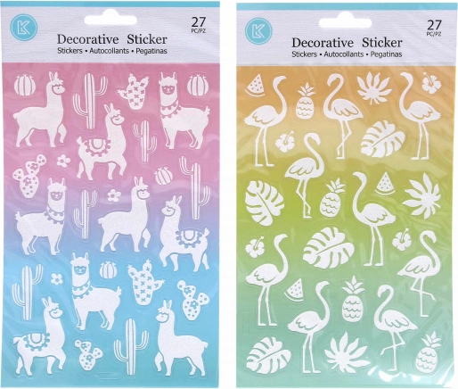 Glitrende klistermærker 14,6 × 25,5 cm – lama eller flamingo