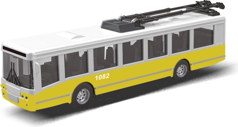 Trolleybus MHD med svinghjul 16 cm – gul