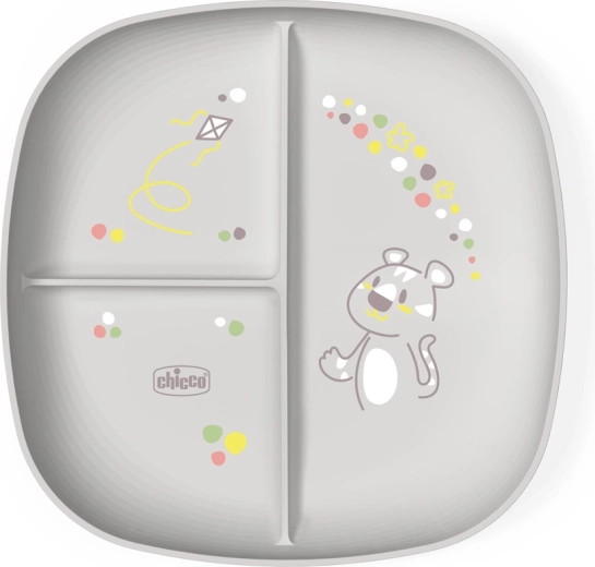 Chicco opdelt tallerken grey 12m+