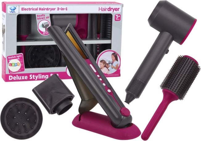 Børnefrisørsæt med hårtørrer og glattejern
