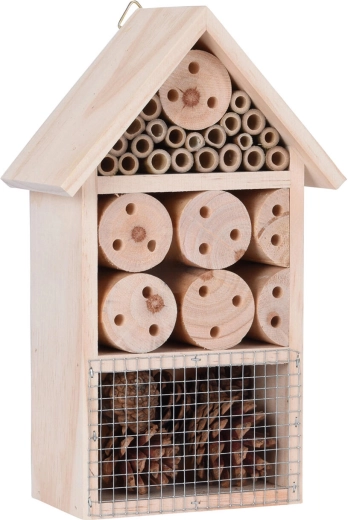 Insekthotel i træ 19 × 9 × 25 cm
