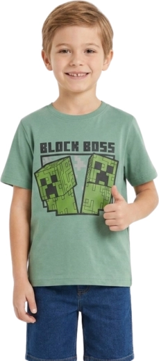 Børne-T-shirt Minecraft creeper grøn