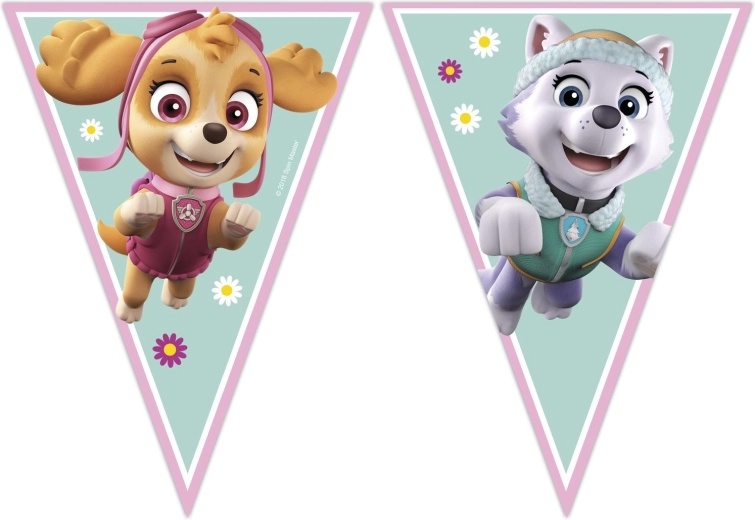 Paw Patrol guirlande med flag Skye og Everest (9 flag) - 1 stk.