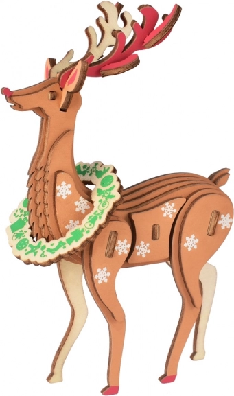 Træ 3D-puslespil julerensdyr