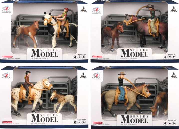 Gårdens dyr – sæt med hest, rytter og føl