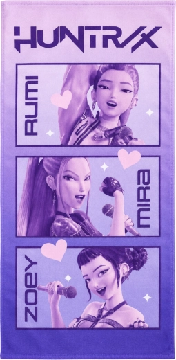Hurtigtørrende børnehåndklæde K-Pop Demon Hunters Huntrix 70 × 140 cm, lilla