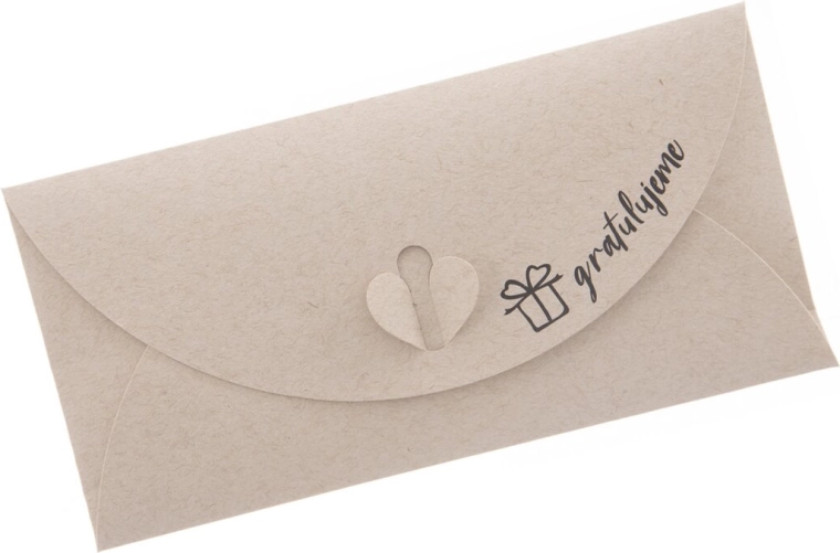 Papirgavenvelop “Tillykke” 22 × 11 cm