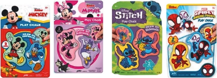 John 2D-kridt med motiv af Spidey, Stitch, Mickey eller Minnie