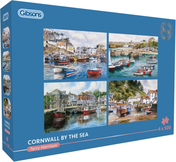 GIBSONS puslespil Cornwall ved havet – 4×500 brikker