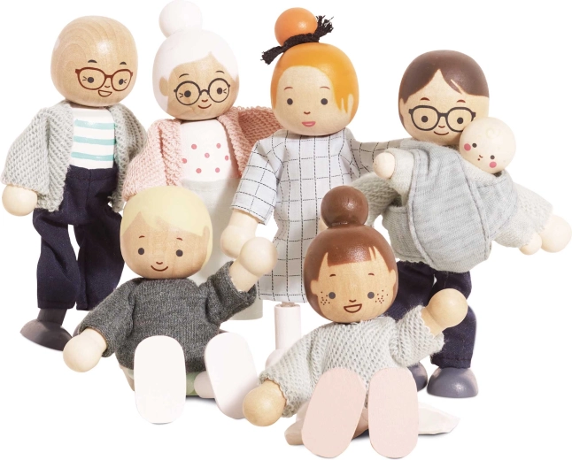 Familie af trædukker til dukkehus Le Toy Van (7 stk.)