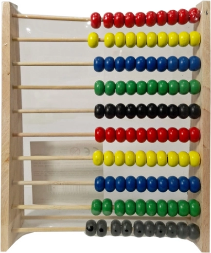 Træabacus med farvede perler