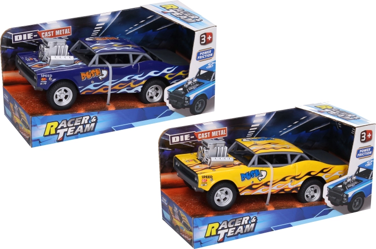 Metalracerbil med flammer 21 cm - 1 stk.