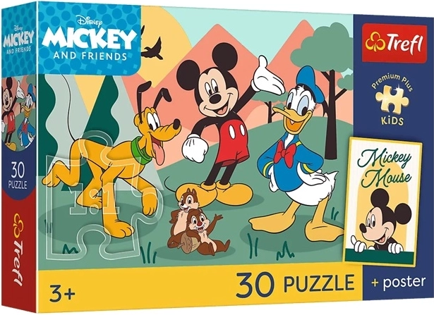 Trefl Disney Mickey og venner børnepuslespil 30 brikker + plakat