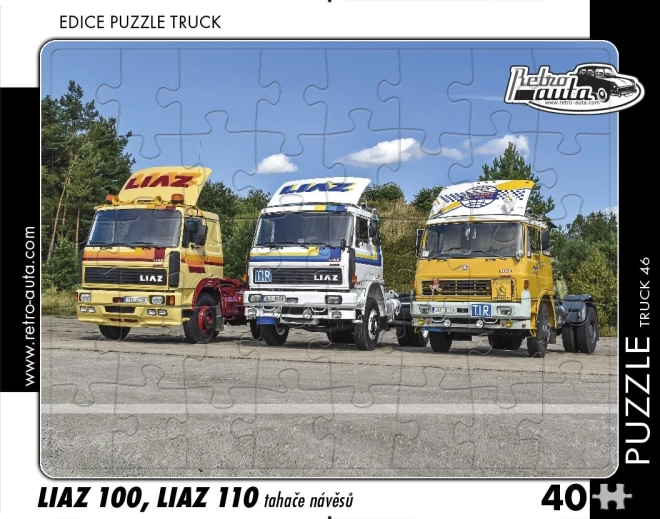 Puslespil RETRO-AUTA TRUCK LIAZ 100 og LIAZ 110 – sættevognstrækkere, 40 brikker