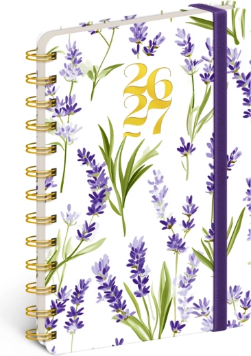 Spiralbundet 18-måneders kalender Petito – lavendel 2026/2027, 13 × 18 cm