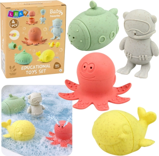 Sensoriske gummibadelyg, pastelfarvede figurer, 4 stk.