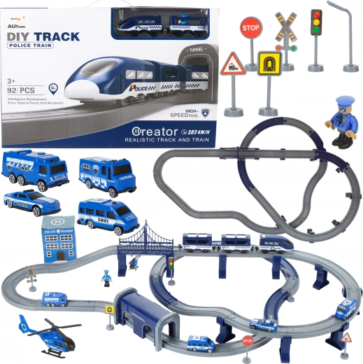 Elektrisk polititogbane med helikopter 103 × 61 × 15 cm