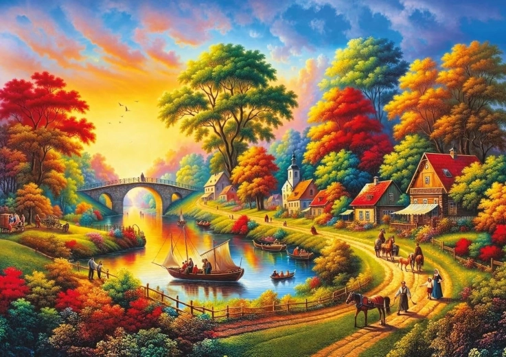 Art Puzzle festival ved floden – puslespil 1500 brikker