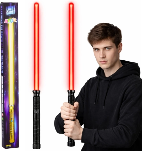 Lysende LED-sværd med metalhåndtag 75 cm med lyd