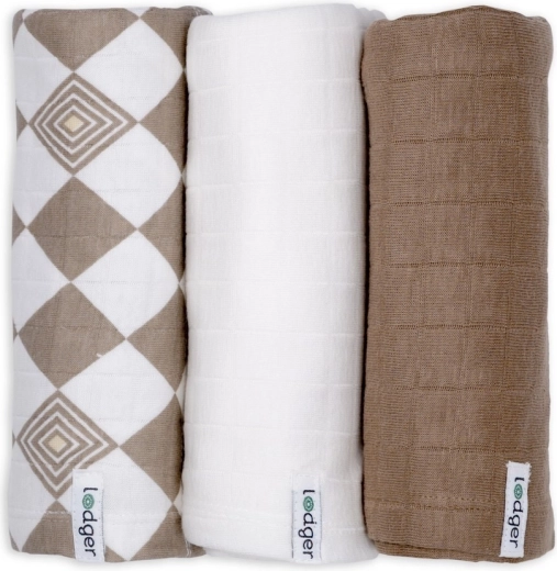 Lodger swaddler solid matcha, sæt med 3 stk. 70 × 70 cm buffalo