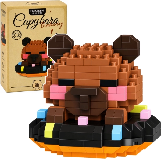 Mini konstruktionsbyggesæt kapybara på donut brun (306 dele)