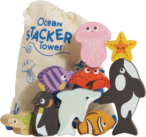 Le Toy Van træfigurer med havdyr – stablelegetøj til børn
