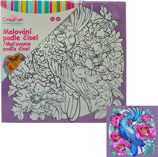 Maling på lærred – papegøje 30 × 30 cm