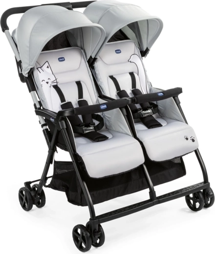 Chicco Ohlala Twin – sportsklapvogn til tvillinger Silver Cat