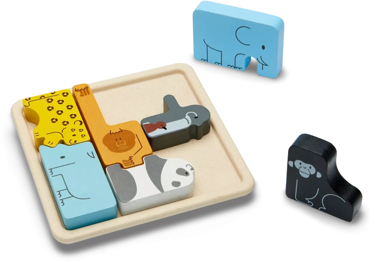 PlanToys træ-indlægningspuslespil med dyr