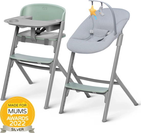 Kinderkraft Select sæt: højstol Livy Olive Green + babyskråstol Calmee