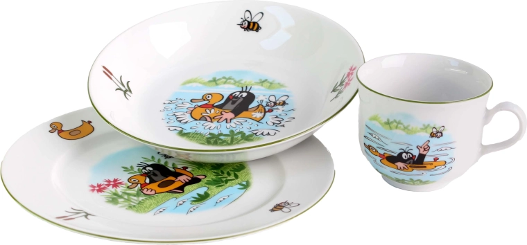 Børne porcelænssæt THUN Muldvarpen 3 stk – mix af motiver