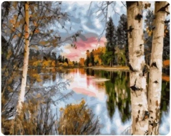 Norimpex Mal efter tal Lake i efterårsskoven 40 × 50 cm