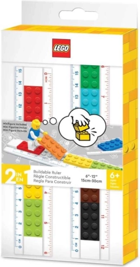 Lego lineal med minifigur 30 cm – byggesæt-lineal med dobbeltskala