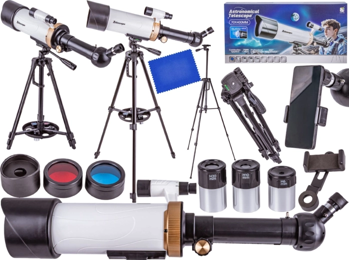Astronomisk teleskop med stativ til begyndere + tilbehør