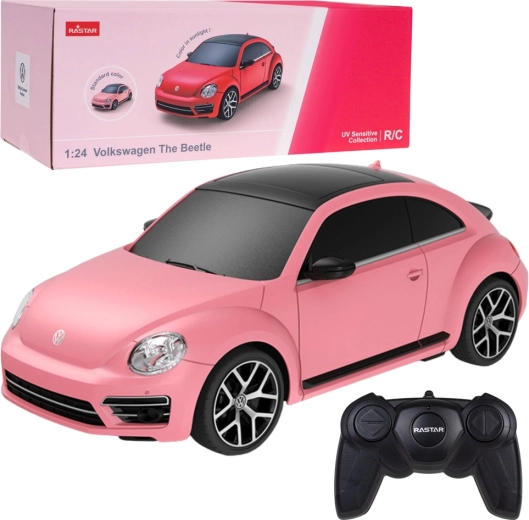 RC bil VOLKSWAGEN Beetle 1:24 Rastar pink med UV-farveskift