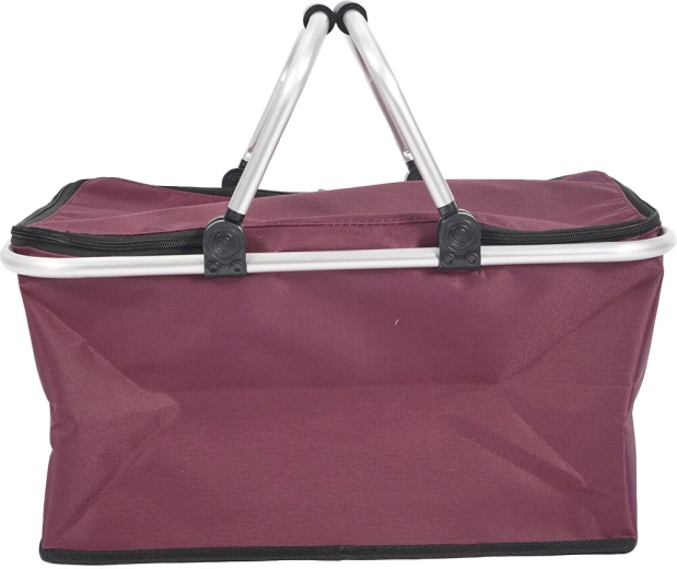 Sammenklappelig termoshoppingkurv 46 × 27 × 23 cm, aluminium og polyester, rød