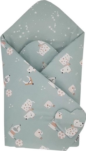 EKO vendbar bomuldssvøb Dogs & Stars mint 75 × 75 cm