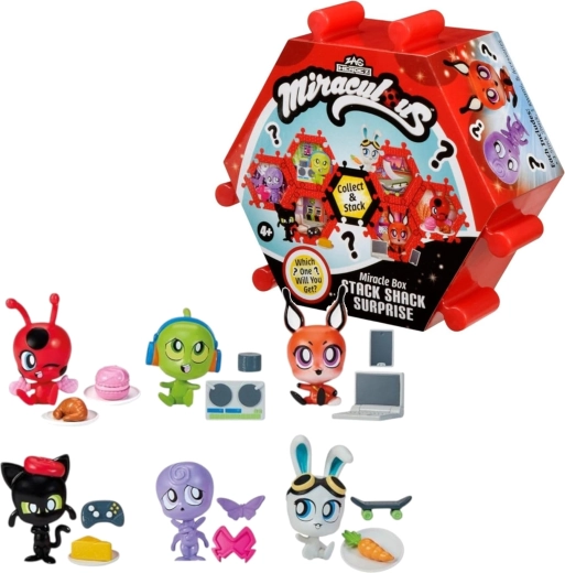 Miraculous Shack Stack Surprise-minihus med Kwami-figur og tilbehør - 1 stk.