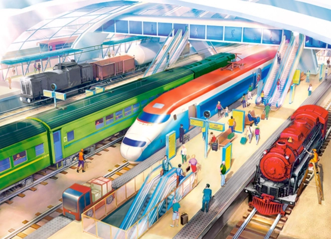 Puslespil 100 brikker Banegård