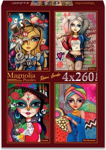 Magnolia puslespil Alenka, Harley, Catrina og Bruneta 4×260 brikker