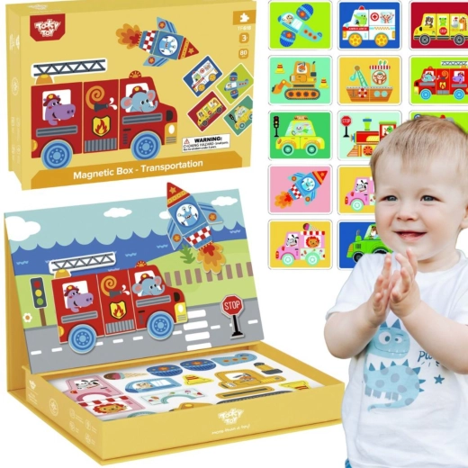 Magnetisk pædagogisk puslespil i æske TOOKY TOY, 80 dele