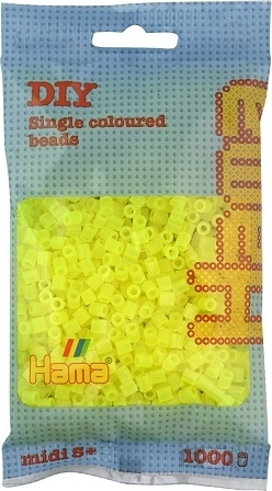 Hama midi strygeperler transparente lysegule 1000 stk.