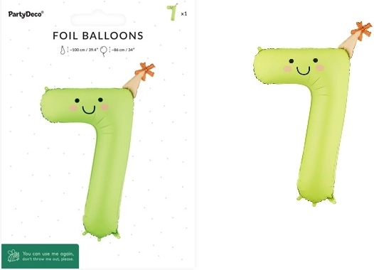 Folieballon tal 7 lysegrøn 86 cm