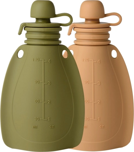 Mininor silikonepåfyldelig snackpose 120 ml (2 stk.) moss green/roe deer