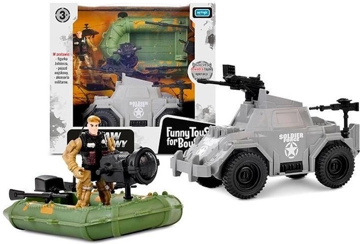ToysForBoys militært legesæt med båd, kampkøretøj og soldaterfigur